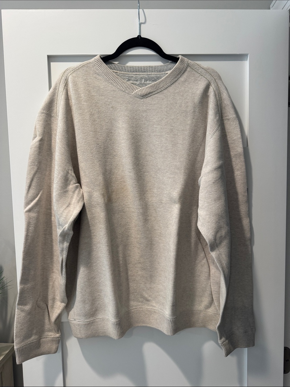 Tommy Bahama Men's V-Neck Sweater in Light Tan